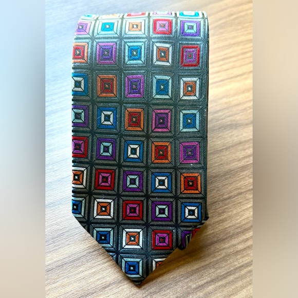 Paul Fredrick Other - Paul Fredrick Necktie Silk Geometric Art Shapes Colorful Squares